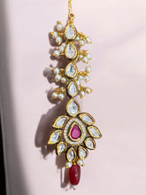 Pearl & Kundan Maang Tikka with Ruby Drop
